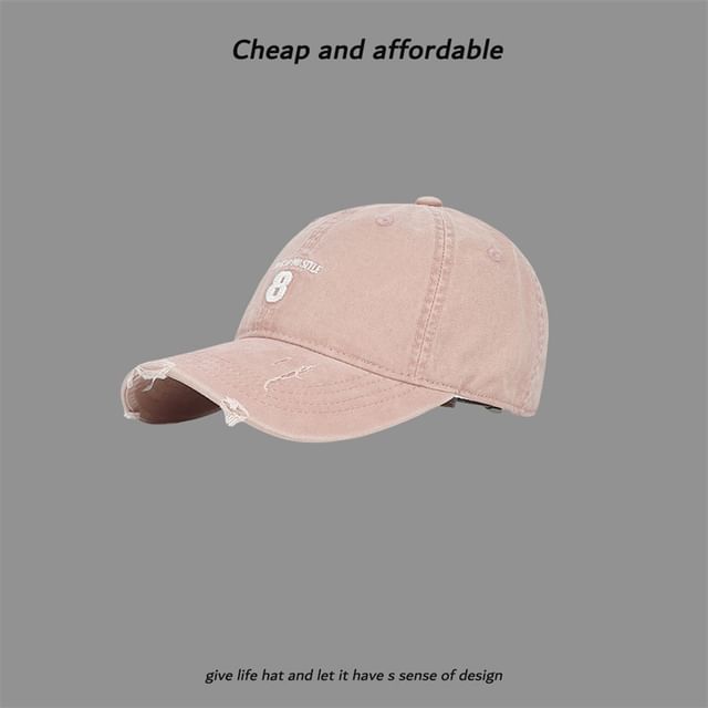 Distressed Washed Number Cap Embroidered