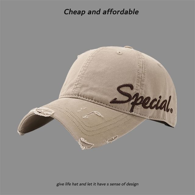 Letter Embroidered Cap Distressed
