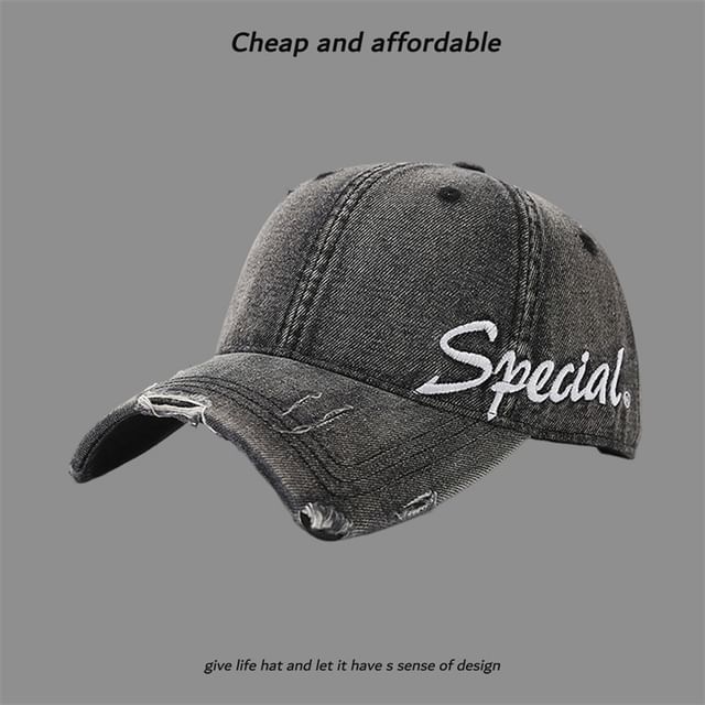 Letter Embroidered Cap Distressed