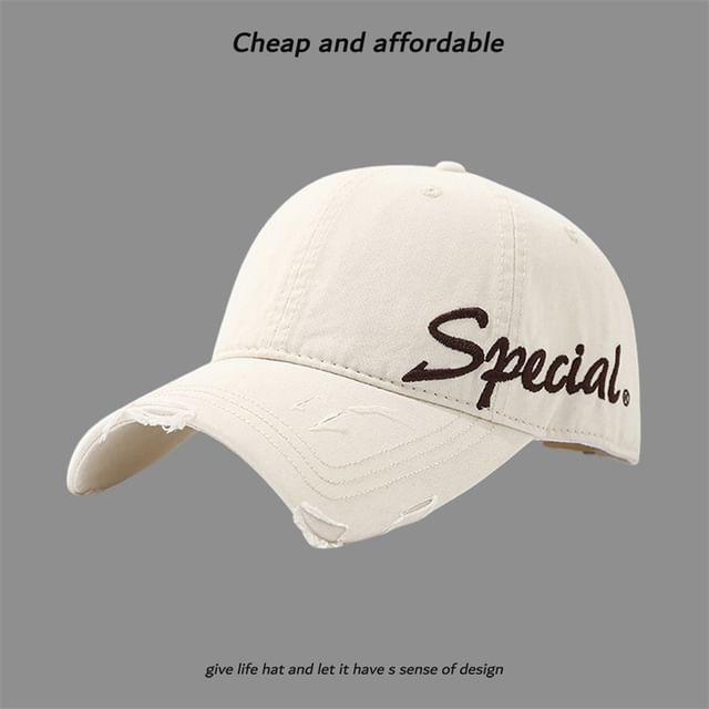 Letter Embroidered Cap Distressed