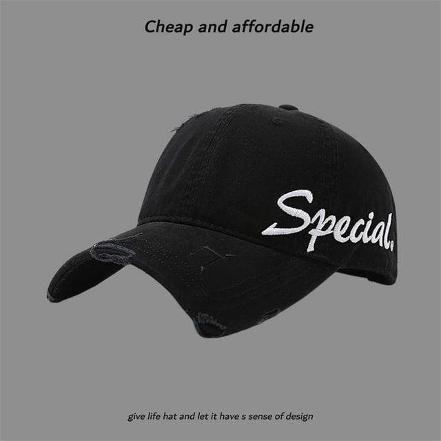 Letter Embroidered Cap Distressed