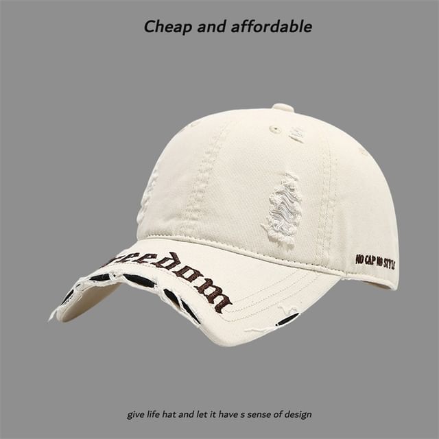Embroidered Washed Distressed Letter Cap