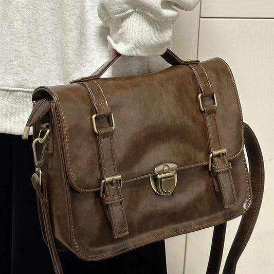 Bag Plain Faux Satchel Leather