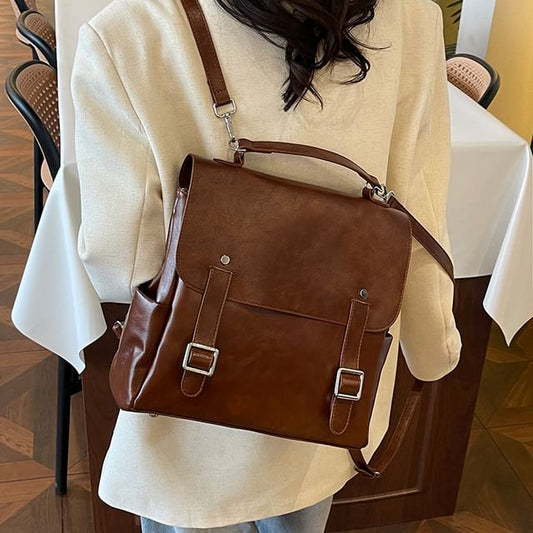 Leather Satchel Faux Backpack