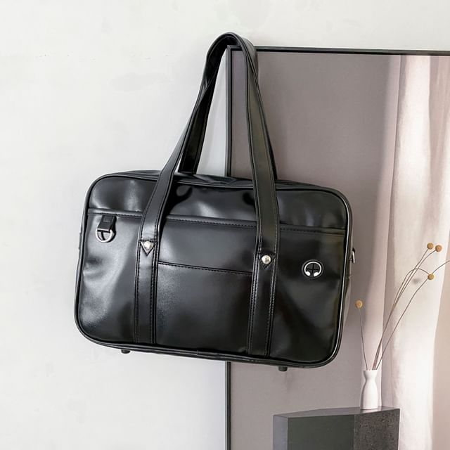 Tote Leather Faux Pocketed Bag