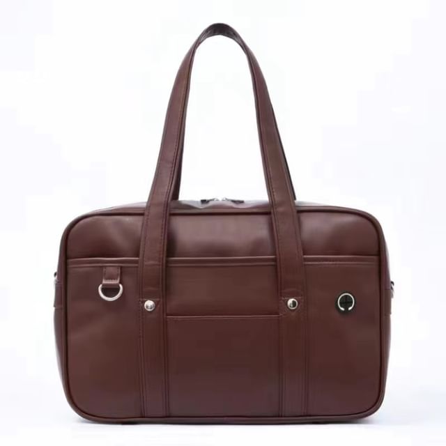 Tote Leather Faux Pocketed Bag