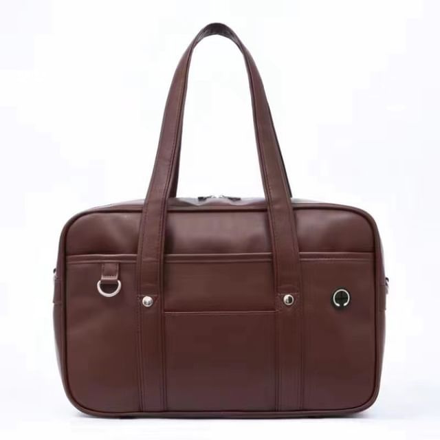 Tote Leather Faux Pocketed Bag
