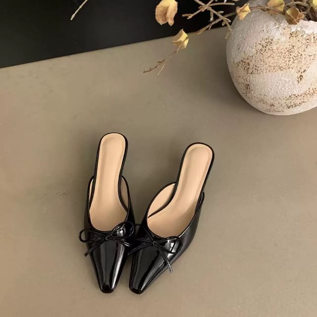 Toe Stiletto Pointed Bow Mules Heel