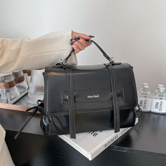 Backpack Lettering Leather Faux