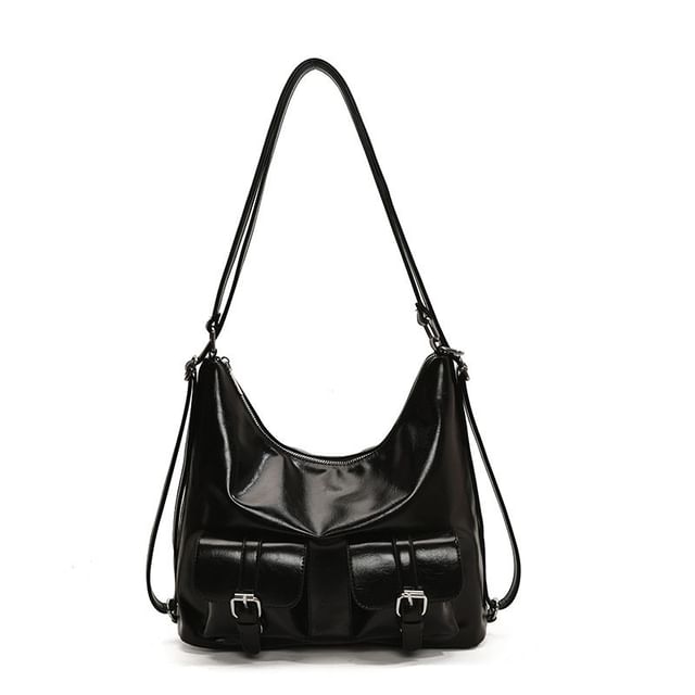 Faux Leather Multi-Pocket Backpack