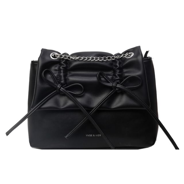 Shoulder Chain Strap Bow Bag Leather Faux