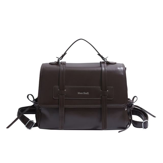 Backpack Lettering Leather Faux