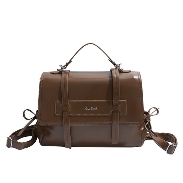 Backpack Lettering Leather Faux