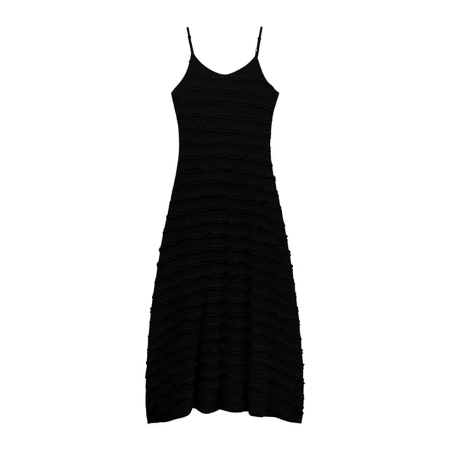 Striped V-Neck Maxi Sundress with Spaghetti Straps