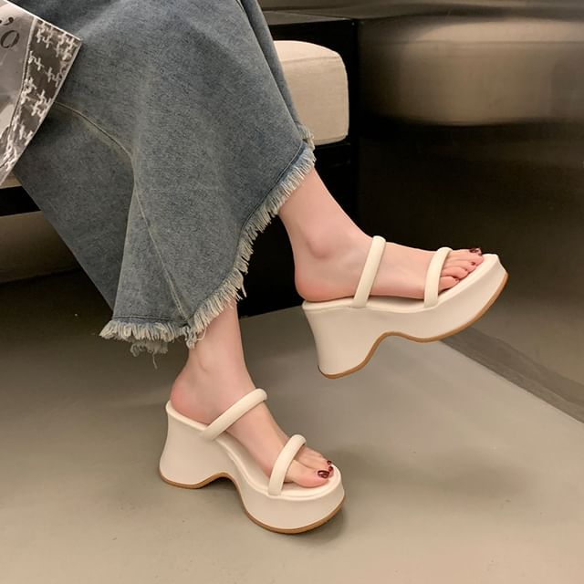 Platform Wedge Heel Slide Sandals