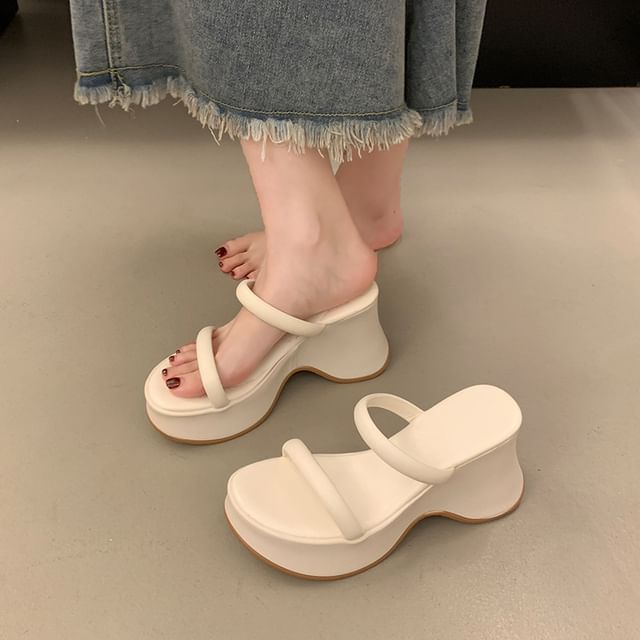 Platform Wedge Heel Slide Sandals