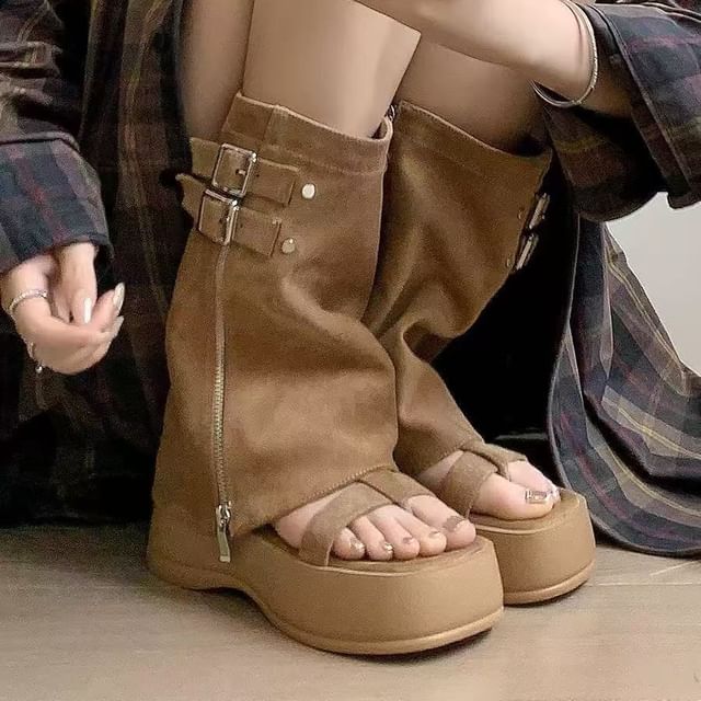 Toe Platform Gladiator Buckled Loop Sandals