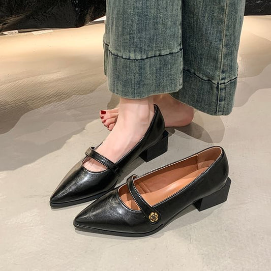 Pointy Mary Heel Chunky Jane Shoes