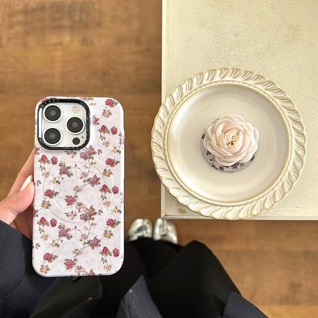 with Case (Compatible MagSafe) Phone Magnetic Floral