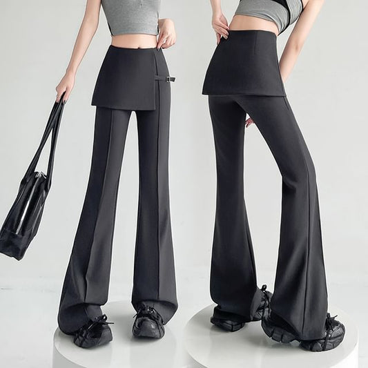 High Buckled Skirt Overlay Flared (Various Suit Designs) Waist Pants