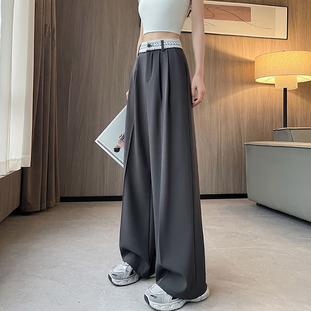 Wide High Rise Leg Lace Slacks Panel