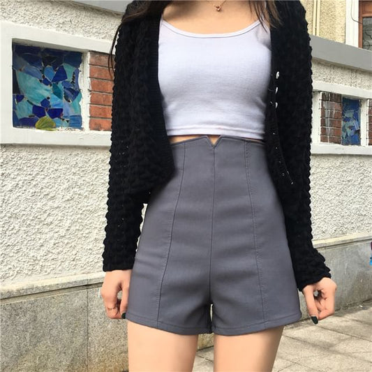 Dress High Shorts Plain Waist