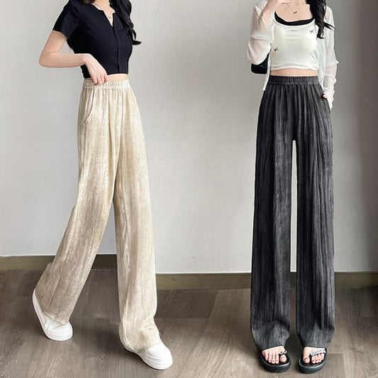 (Various Waist Print Wide Designs) Leg Pants Elastic