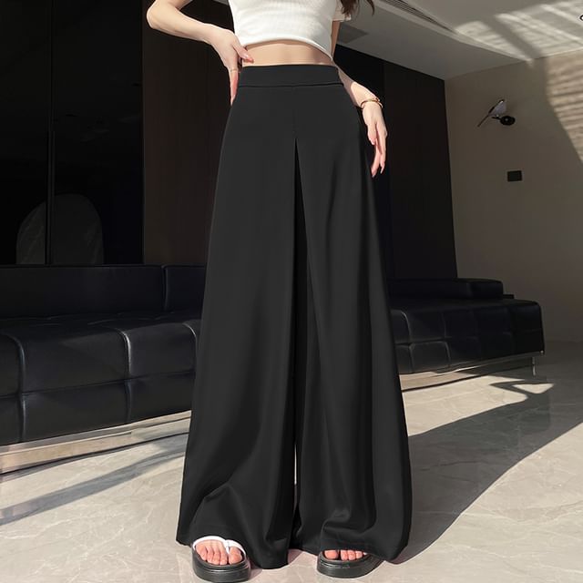Waist Plain High Culottes