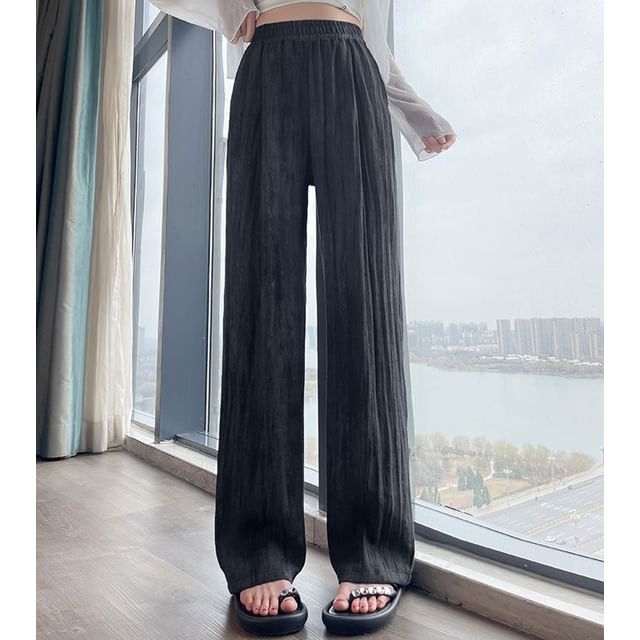 (Various Waist Print Wide Designs) Leg Pants Elastic