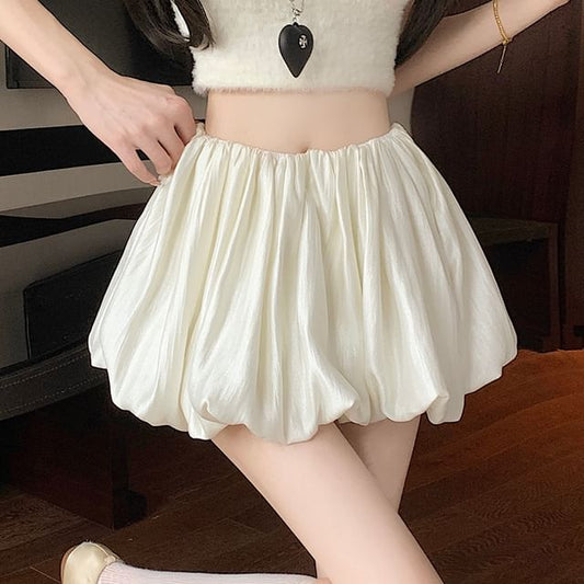 Skirt A-Line Ruched Plain High Waist Mini