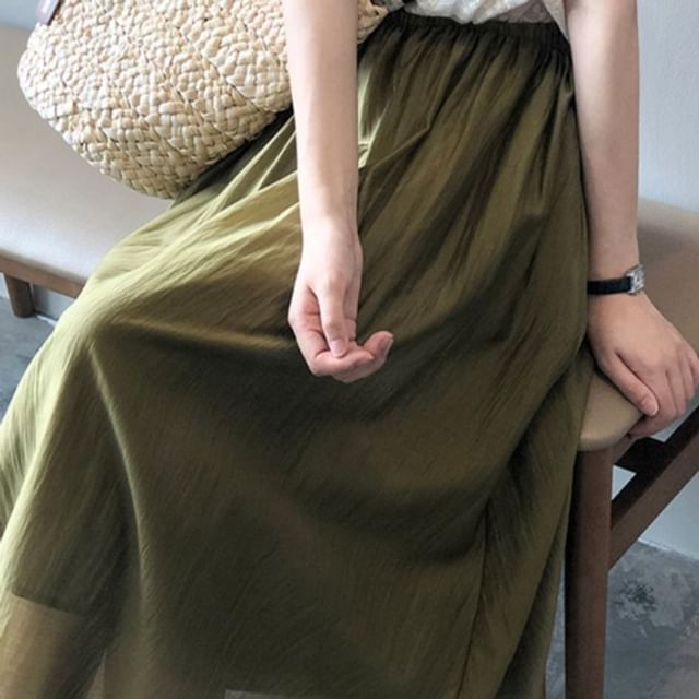 A-Line High Rise Midi Skirt Plain