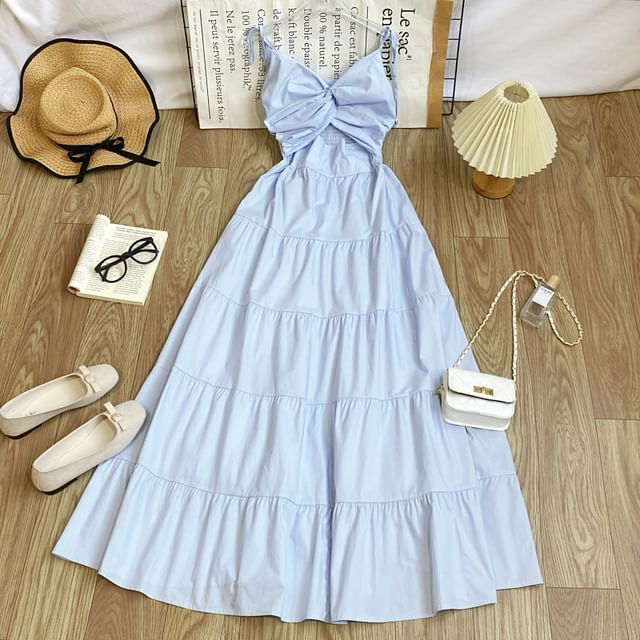 Knot Cutout Maxi Sundress with Thin Straps