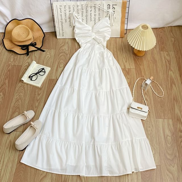 Knot Cutout Maxi Sundress with Thin Straps