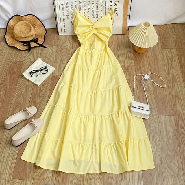 Knot Cutout Maxi Sundress with Thin Straps