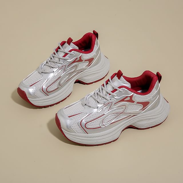 Platform Sneakers Mesh Panel