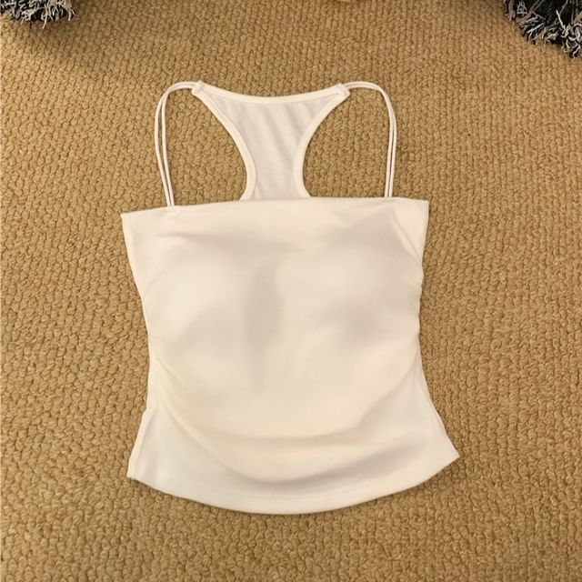 Racerback Camisole Slim Ruched Fit Top Padded