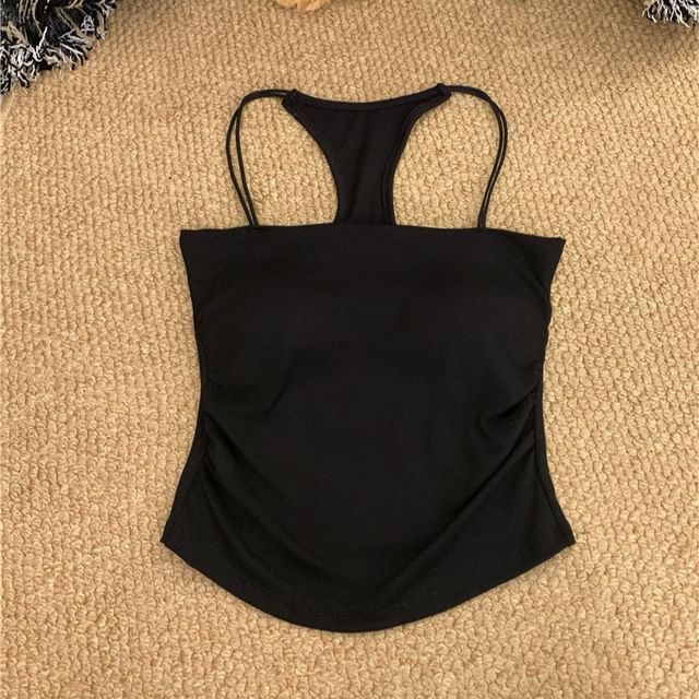Racerback Camisole Slim Ruched Fit Top Padded