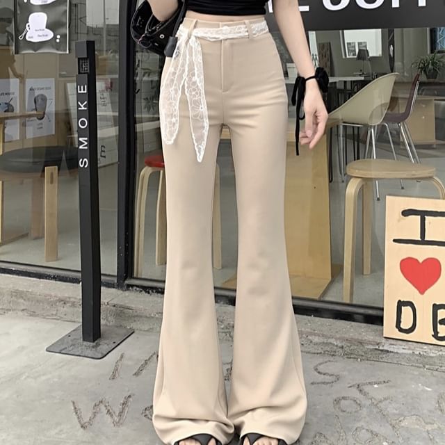 High Bootcut Waist Plain Pants