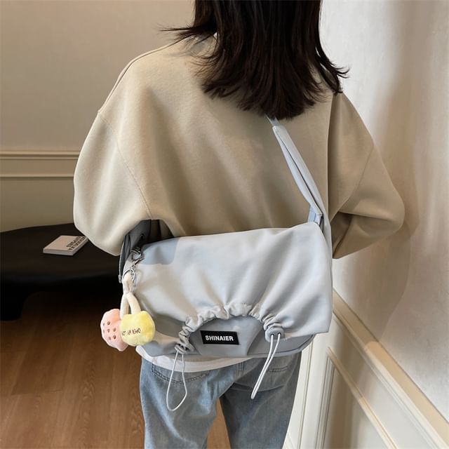 Drawstring Bag Plain Crossbody Flap