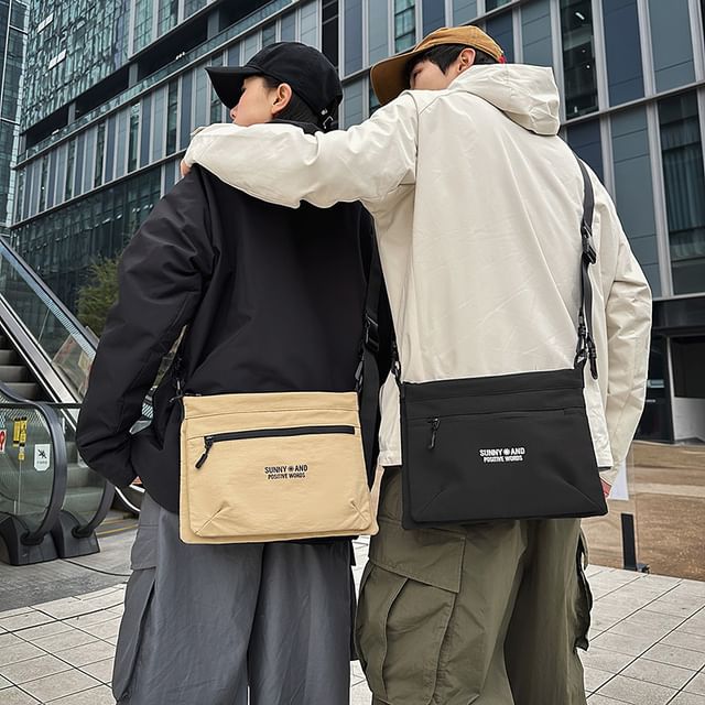 Bag Print Lettering Nylon Crossbody