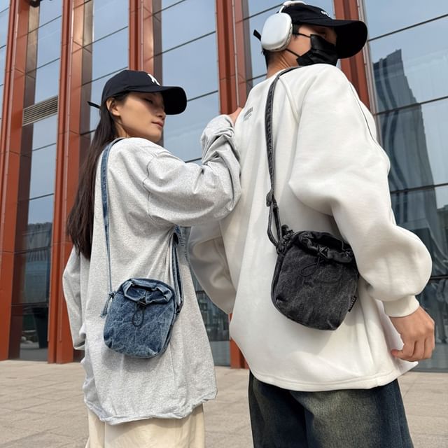 Drawstring Bag Mobile Denim Phone Crossbody