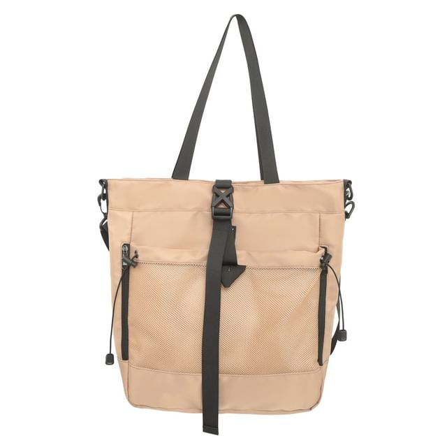 Panel Crossbody Nylon Mesh Bag Buckled