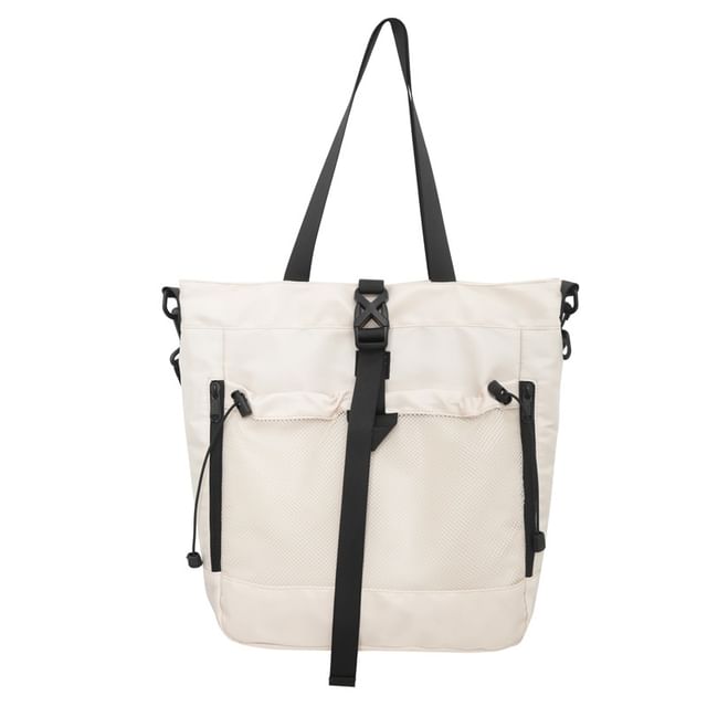 Panel Crossbody Nylon Mesh Bag Buckled