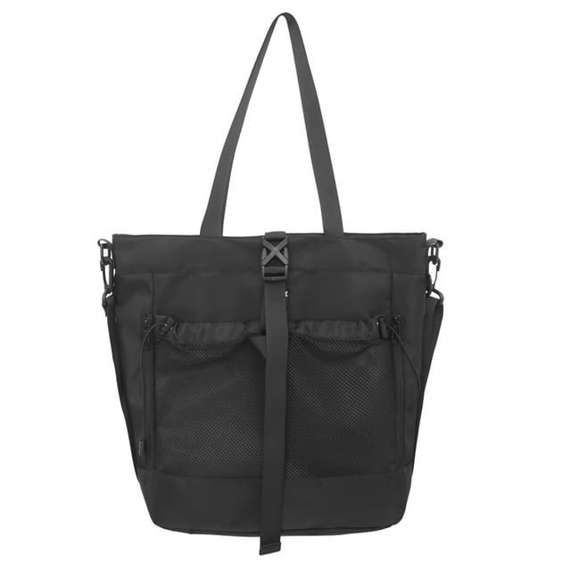Panel Crossbody Nylon Mesh Bag Buckled