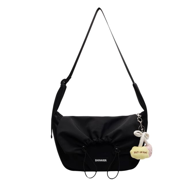 Drawstring Bag Plain Crossbody Flap