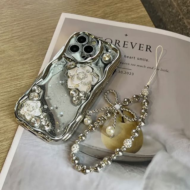 Floral Strap / Case Metallic Phone Set