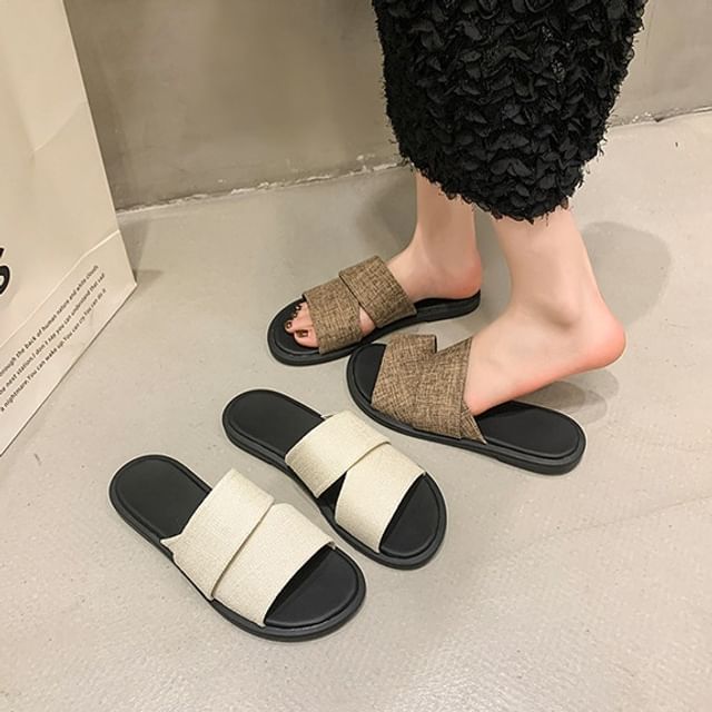 Canvas Slide Strap Sandals