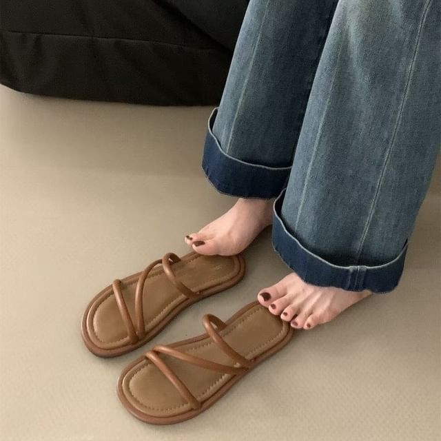 Sandals Flat Leather Faux