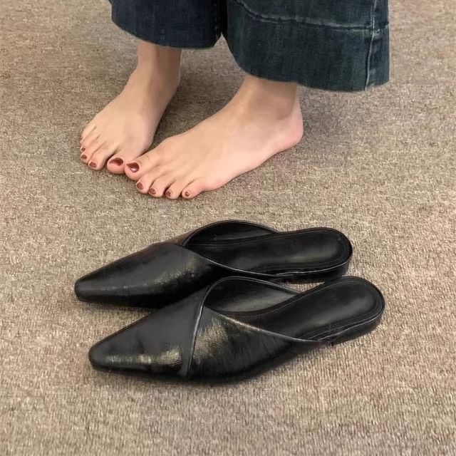 Faux Mules Leather Pointed