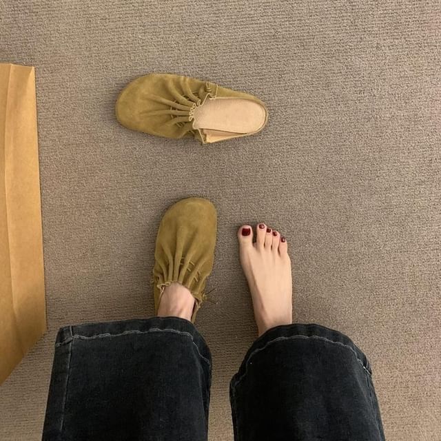 Cinched Leather Mules Faux